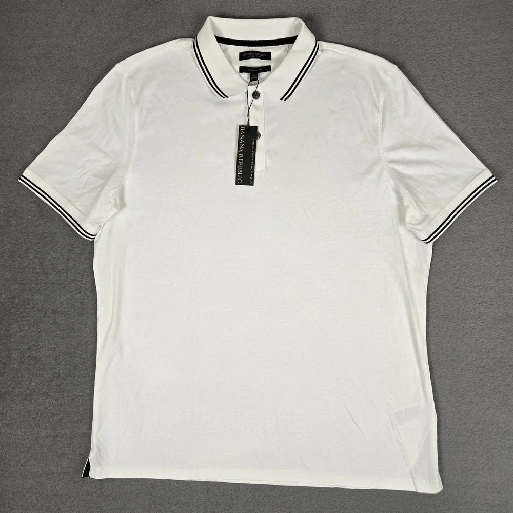 Banana Republic Luxury Touch Performance Polo Mens XL White Standard Fit NWT